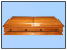 Гроб деревянный лакированный светлый (саркофаг)