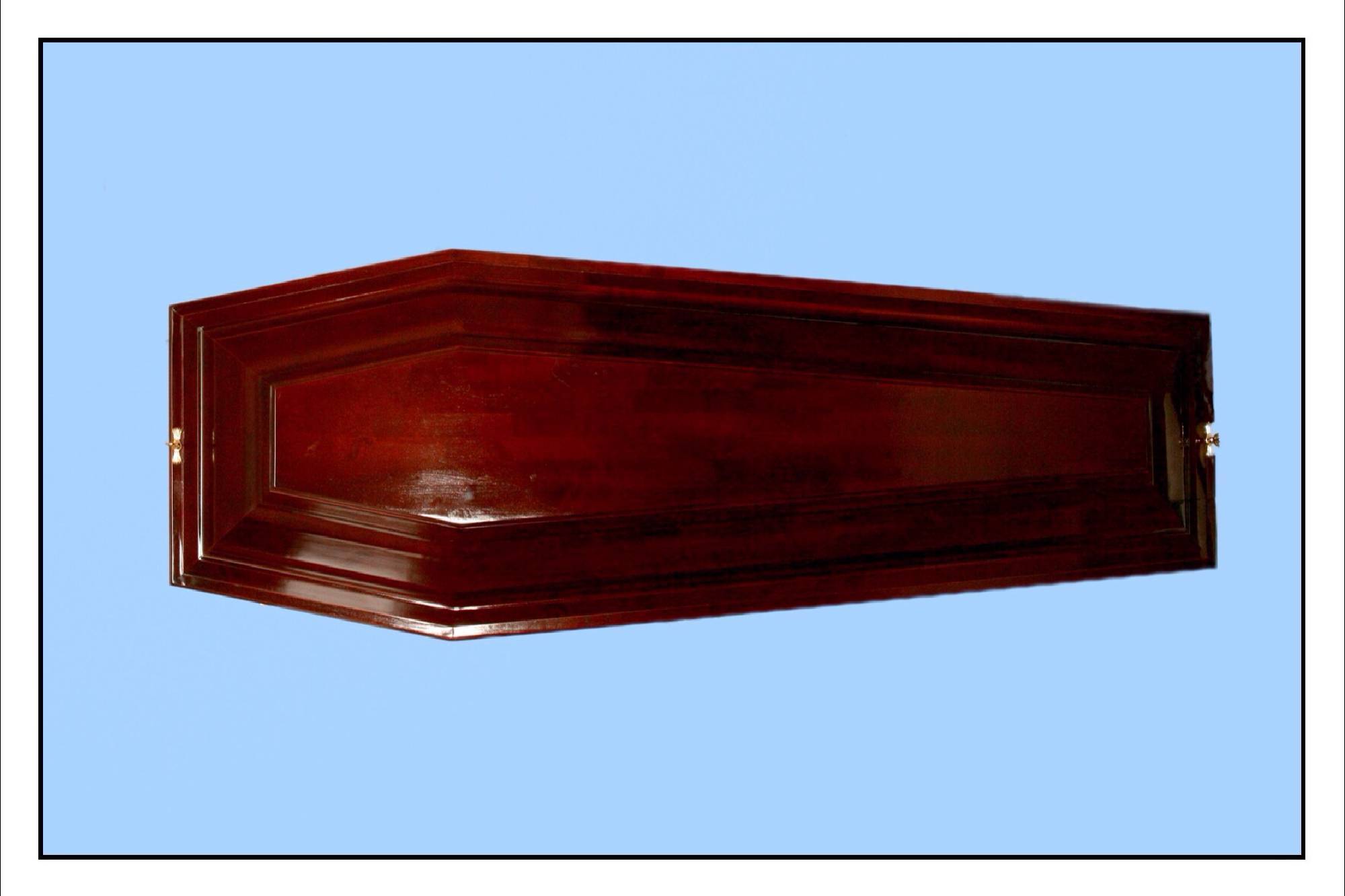 Гроб деревянный лакированный шестигранный (скрипка)